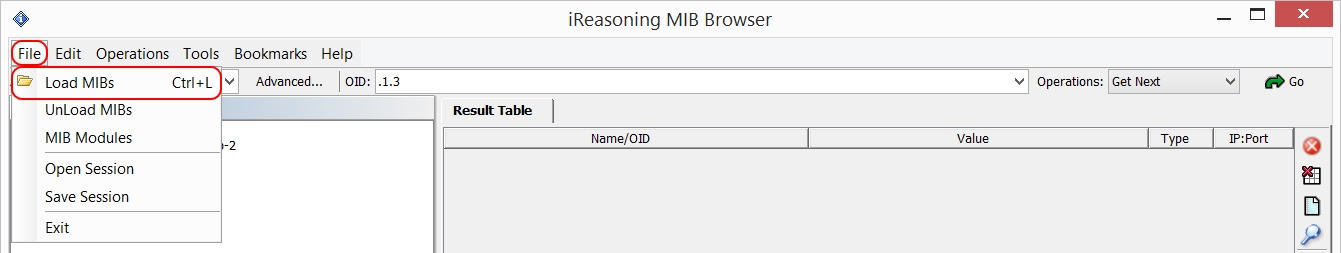 Загрузка MIB файла для устройства NetPing в iReasoning MIB browser